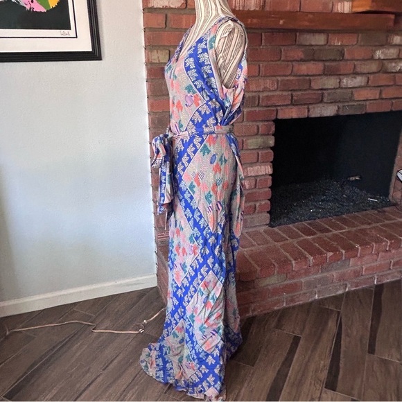 Anthropologie Ailanto Para Trucco Vilira Floral Fish Print Maxi Dress Sz S - Picture 9 of 14